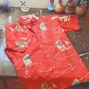 M Reyn Spooner "Boat Lines 65 Cardinal" Buttonup Shirt